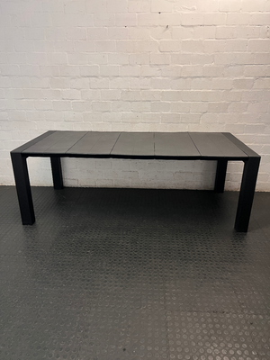 Modern Black Slat-Top Outdoor Table — Weather Exposure and General Wear - 2ndhandwarehouse.com