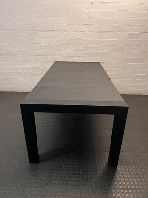 Modern Black Slat-Top Outdoor Table — Weather Exposure and General Wear - 2ndhandwarehouse.com