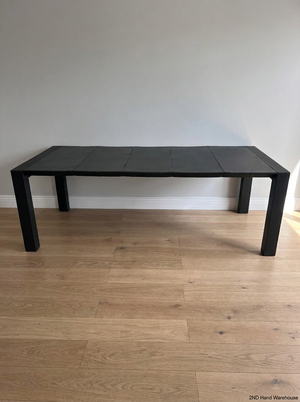 Modern Black Slat-Top Outdoor Table — Weather Exposure and General Wear - 2ndhandwarehouse.com