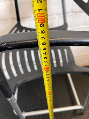 Modern Black Slatted Bar Stool with Armrests