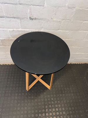 Modern Black & Wood Round Side Table ✨
