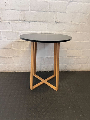 Modern Black & Wood Round Side Table ✨