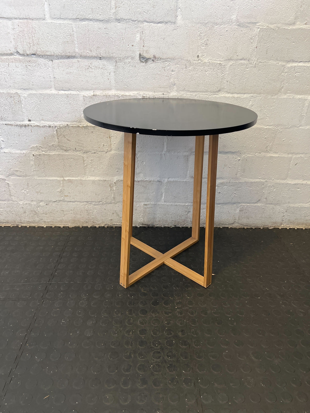 Modern Black & Wood Round Side Table ✨