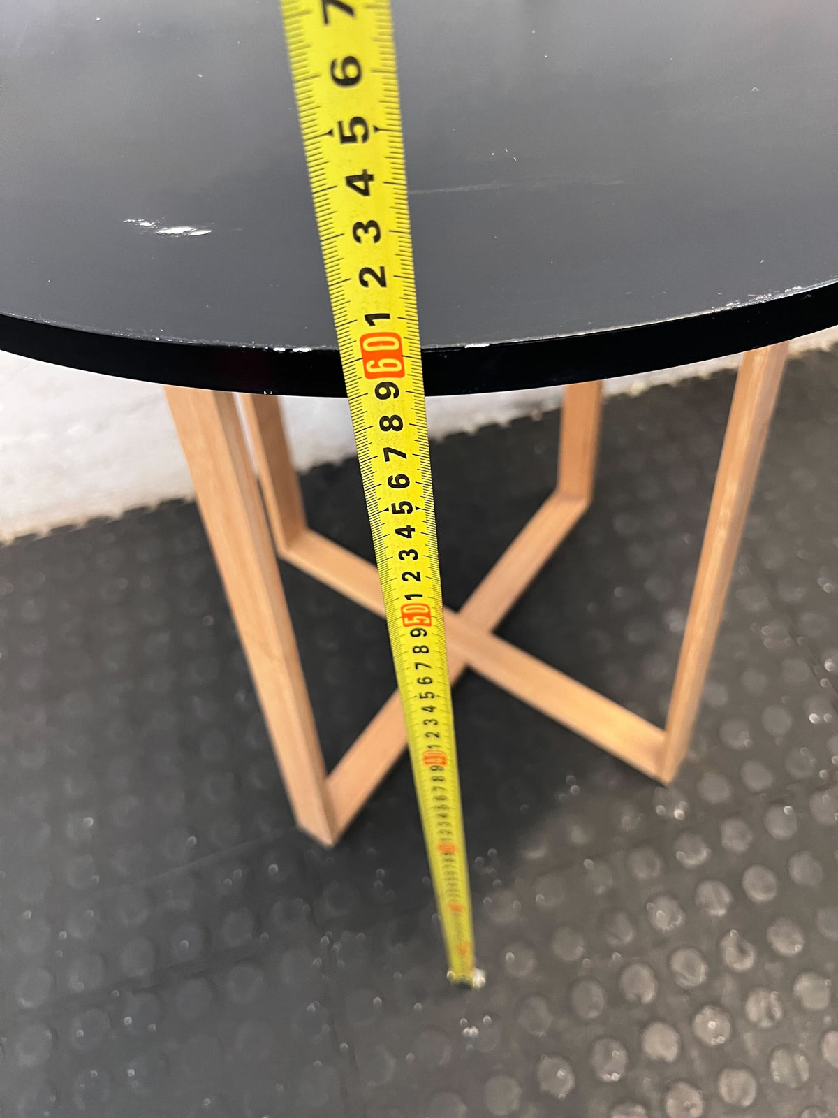 Modern Black & Wood Round Side Table ✨