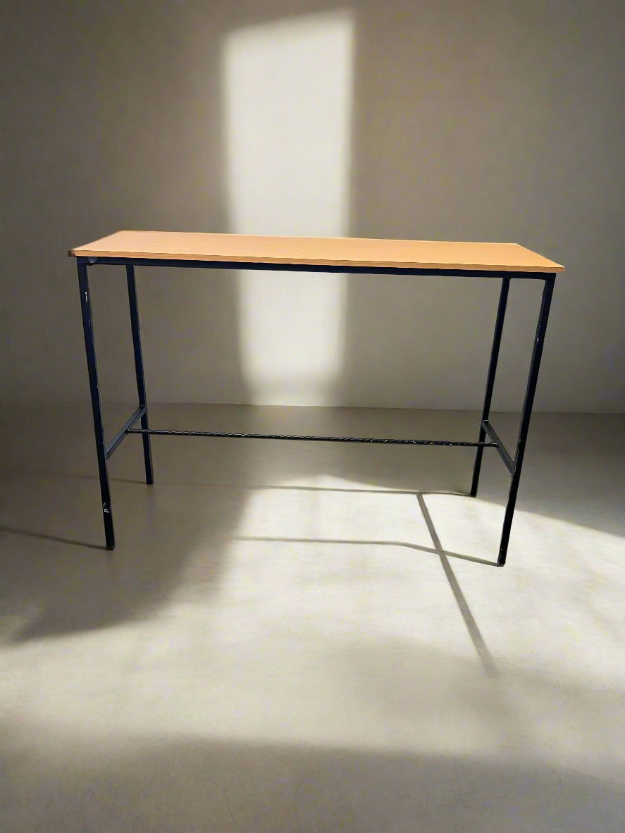 Modern Black and Natural Wood Console Table – Minor Scratches