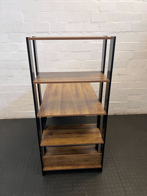 Modern Black and Wood Desk with Shelves – Minimalist Style