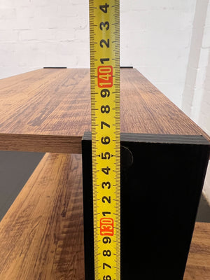 Modern Black and Wood Desk with Shelves – Minimalist Style