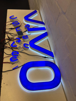 Modern Blue Neon Sign – VIVO – Wall Decor with Minor Wear