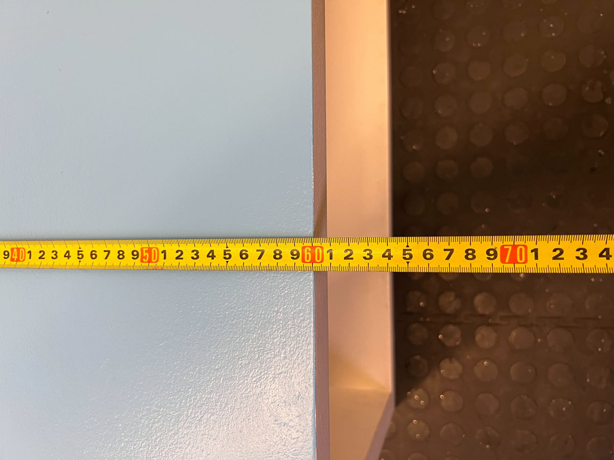 Modern Blue and White Rectangular Coffee Table with Minimal Wear