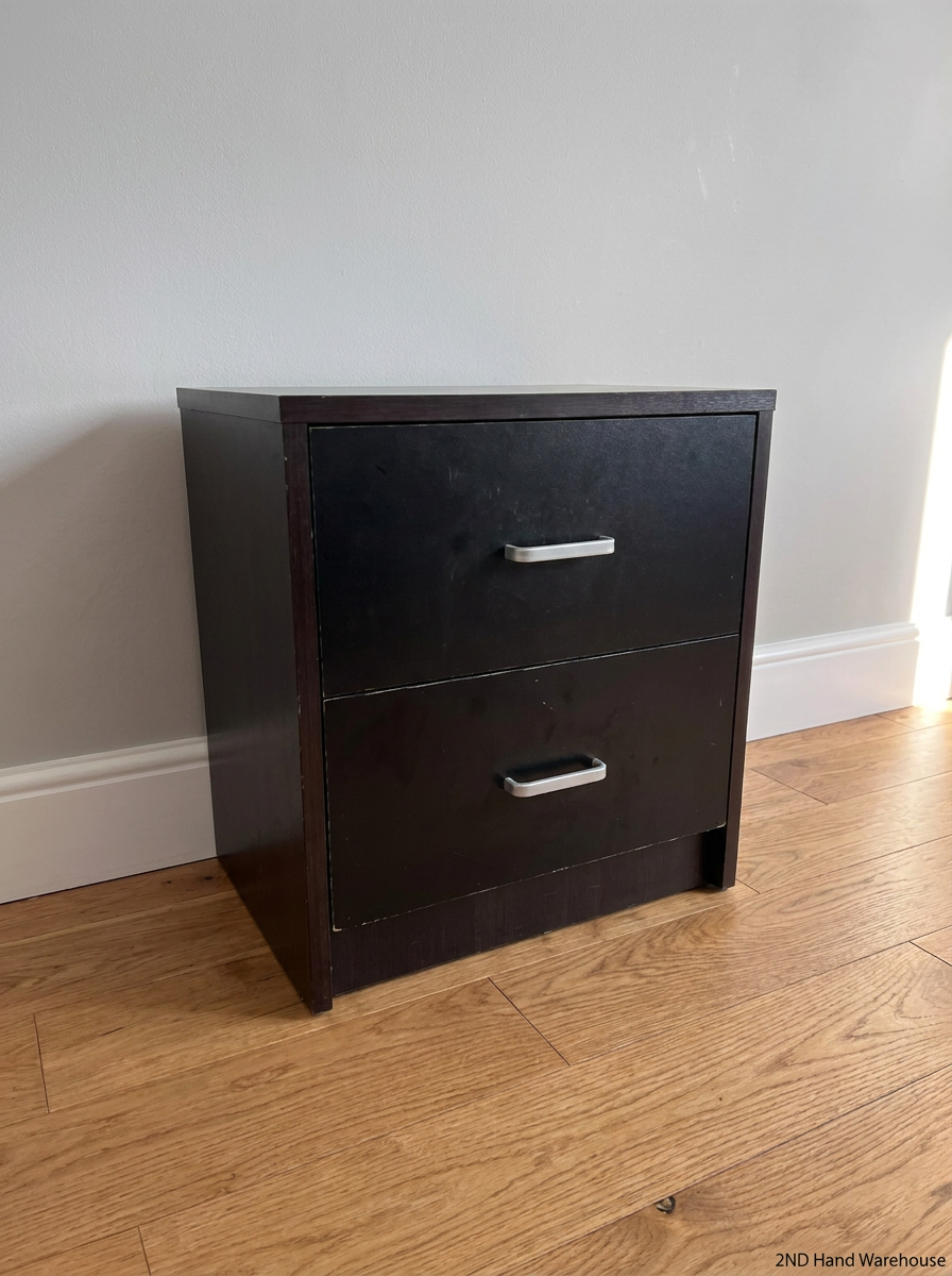 Modern Dark Brown 2-Drawer Bedside Table — Damaged Bedside T