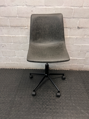 Modern Dark Grey Pleather Mid-Back Office Chair — Clean and Tested