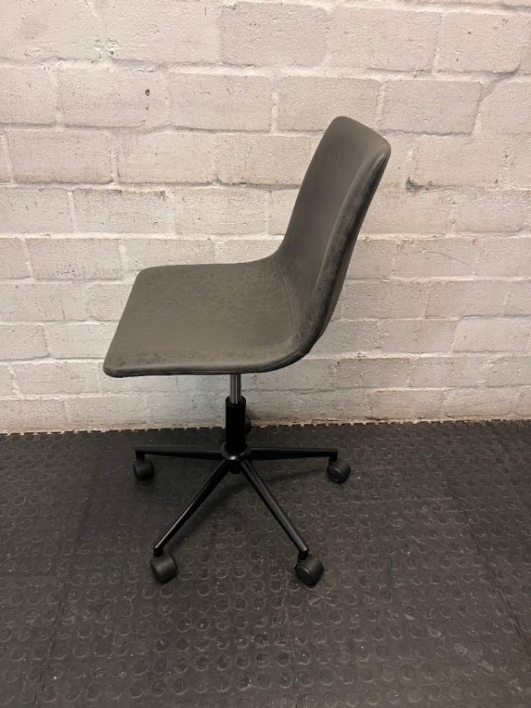 Modern Dark Grey Pleather Mid-Back Office Chair — Clean and Tested