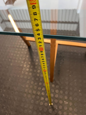 Modern Glass Top Trestle Table