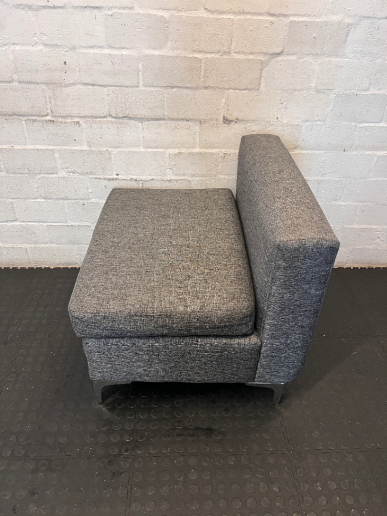 Modern Grey Armless Fabric Armchair with Chrome Legs - 2ndhandwarehouse.com