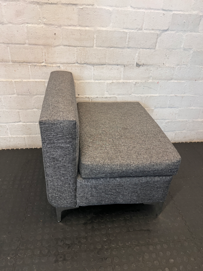 Modern Grey Armless Fabric Armchair with Chrome Legs - 2ndhandwarehouse.com