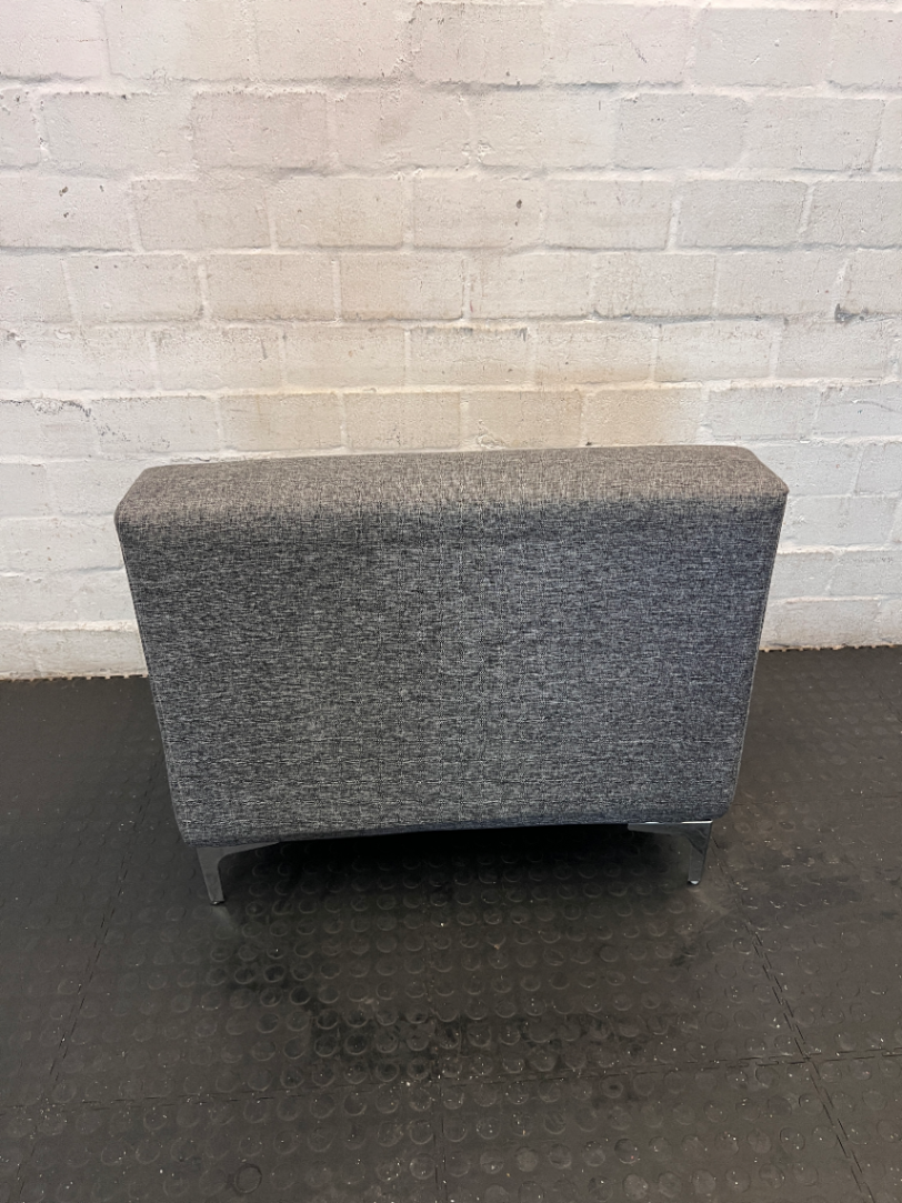 Modern Grey Armless Fabric Armchair with Chrome Legs - 2ndhandwarehouse.com