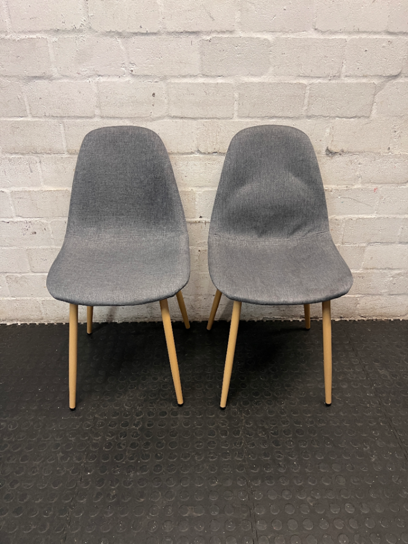 Modern Grey Fabric Dining Chair with Wooden Legs - 2ndhandwarehouse.com