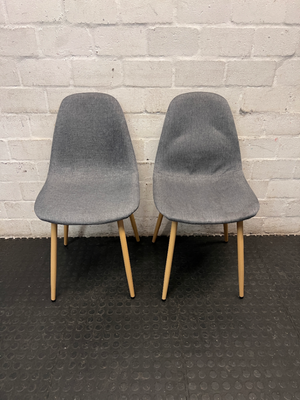 Modern Grey Fabric Dining Chair with Wooden Legs - 2ndhandwarehouse.com
