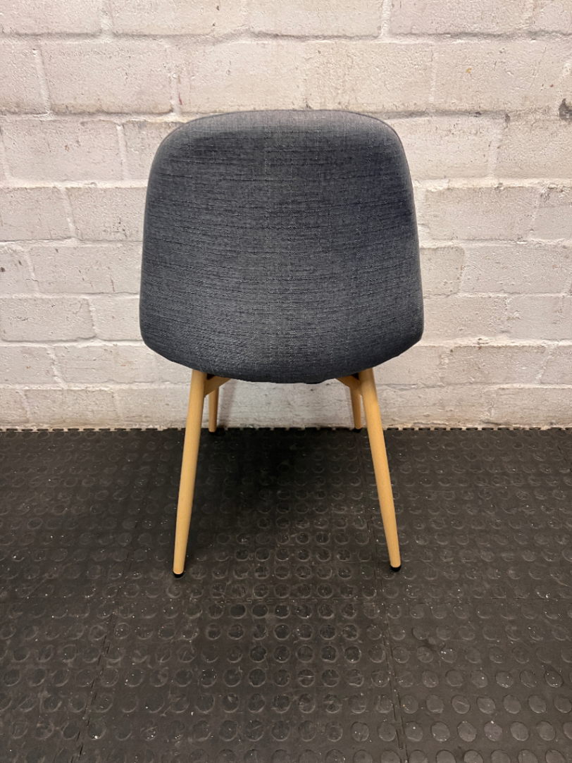 Modern Grey Fabric Dining Chair with Wooden Legs - 2ndhandwarehouse.com