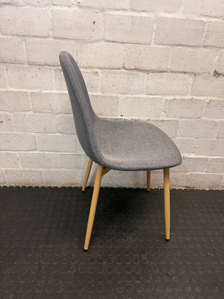 Modern Grey Fabric Dining Chair with Wooden Legs - 2ndhandwarehouse.com