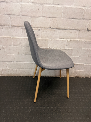 Modern Grey Fabric Dining Chair with Wooden Legs - 2ndhandwarehouse.com