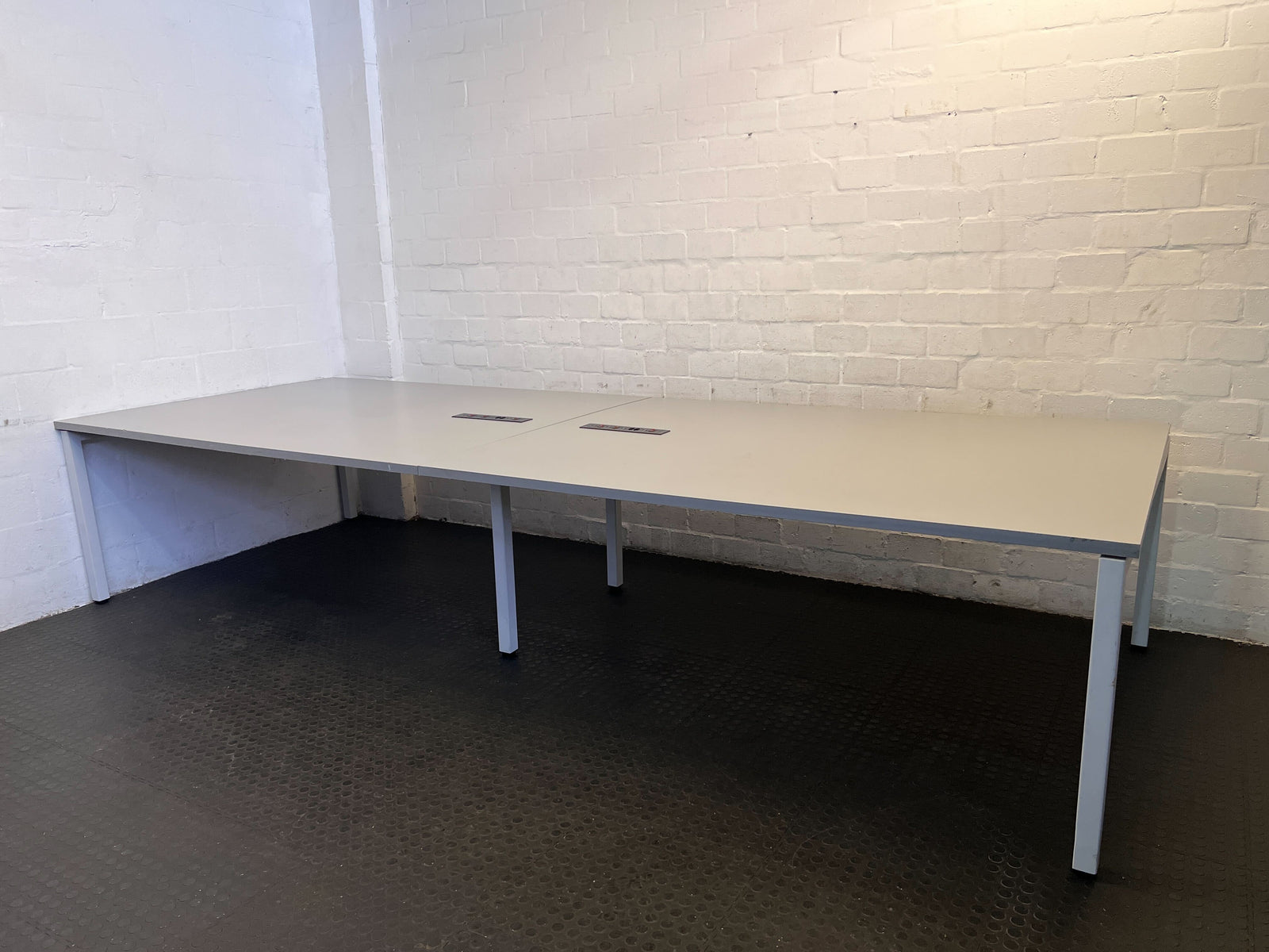 Modern Grey Office Desk with Silver Legs - Minor Scratches