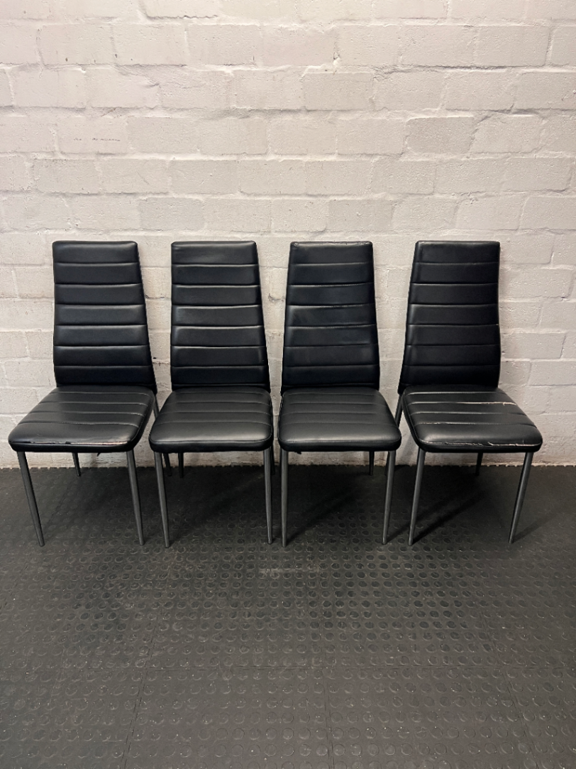 Modern High-Back Ribbed Dining Chair in Black