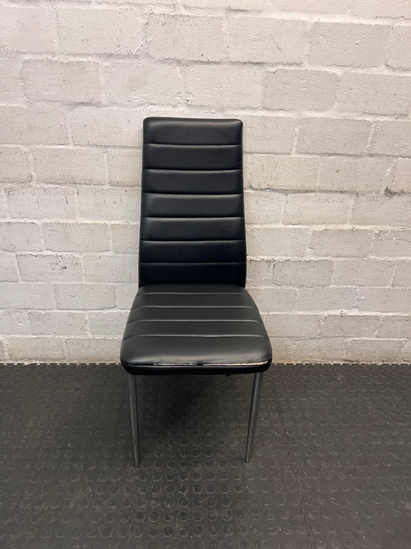 Modern High-Back Ribbed Dining Chair in Black