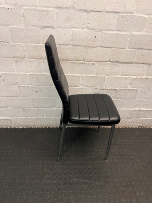 Modern High-Back Ribbed Dining Chair in Black
