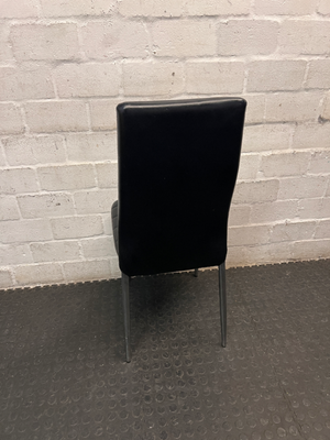 Modern High-Back Ribbed Dining Chair in Black