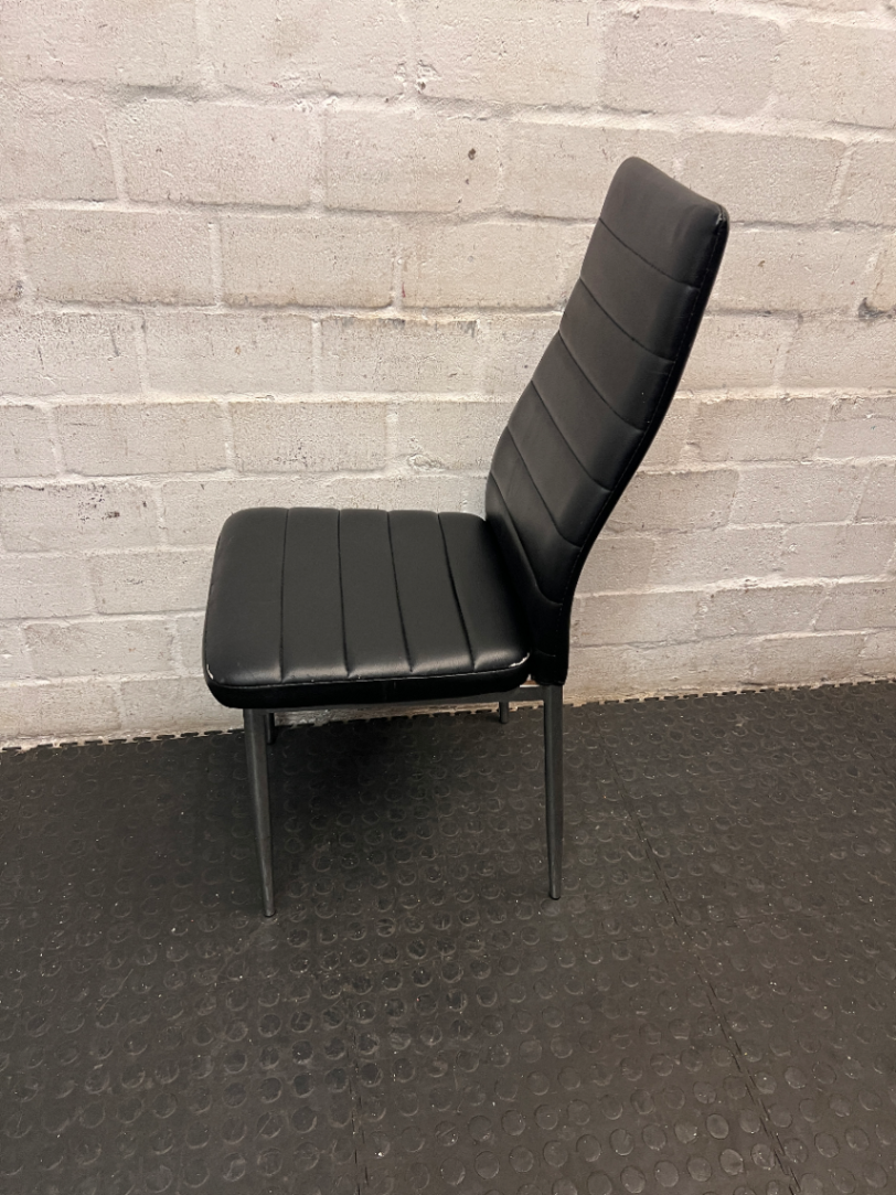 Modern High-Back Ribbed Dining Chair in Black