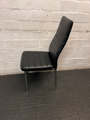 Modern High-Back Ribbed Dining Chair in Black