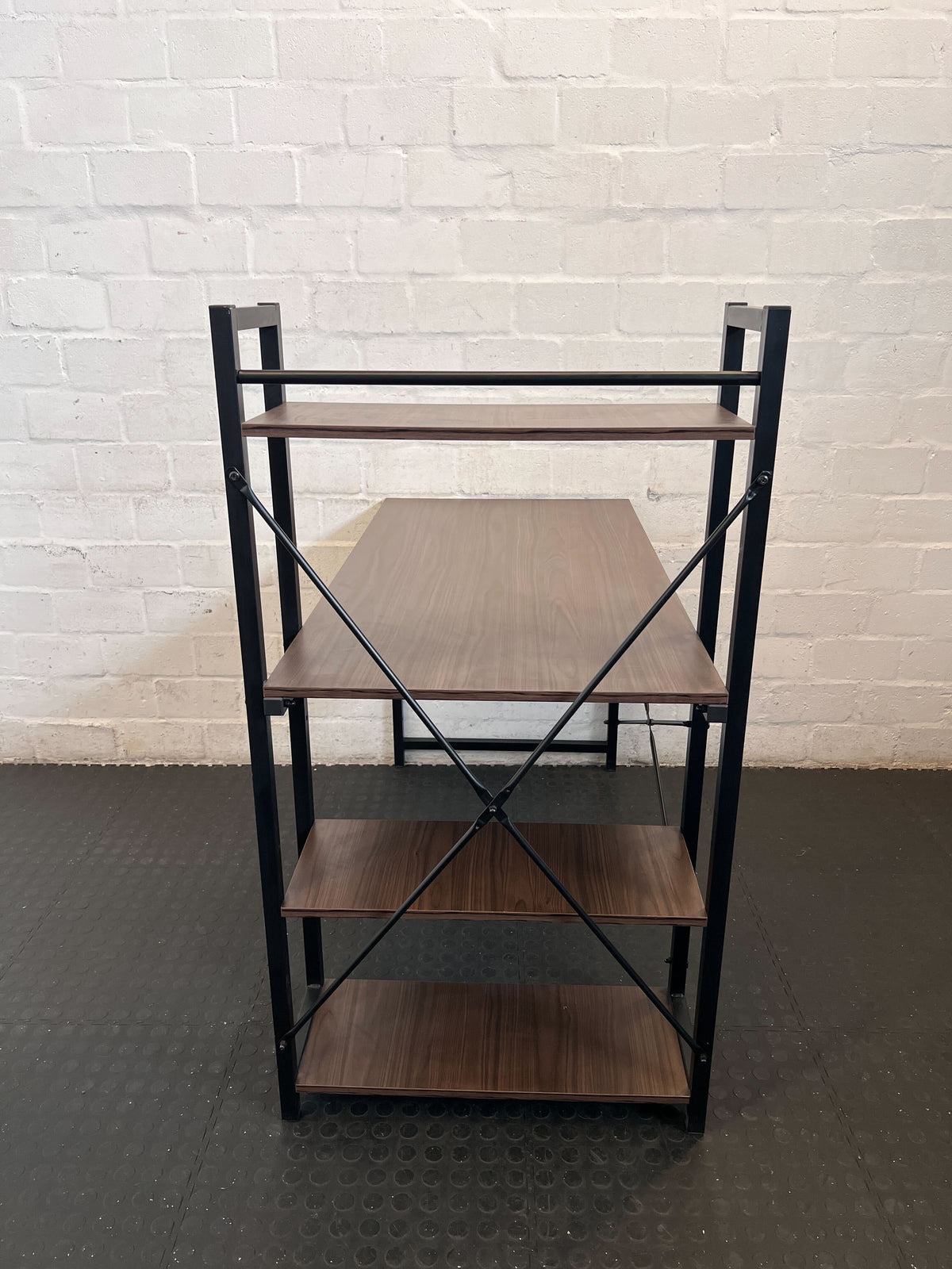 Modern Industrial Desk with Integrated Shelves