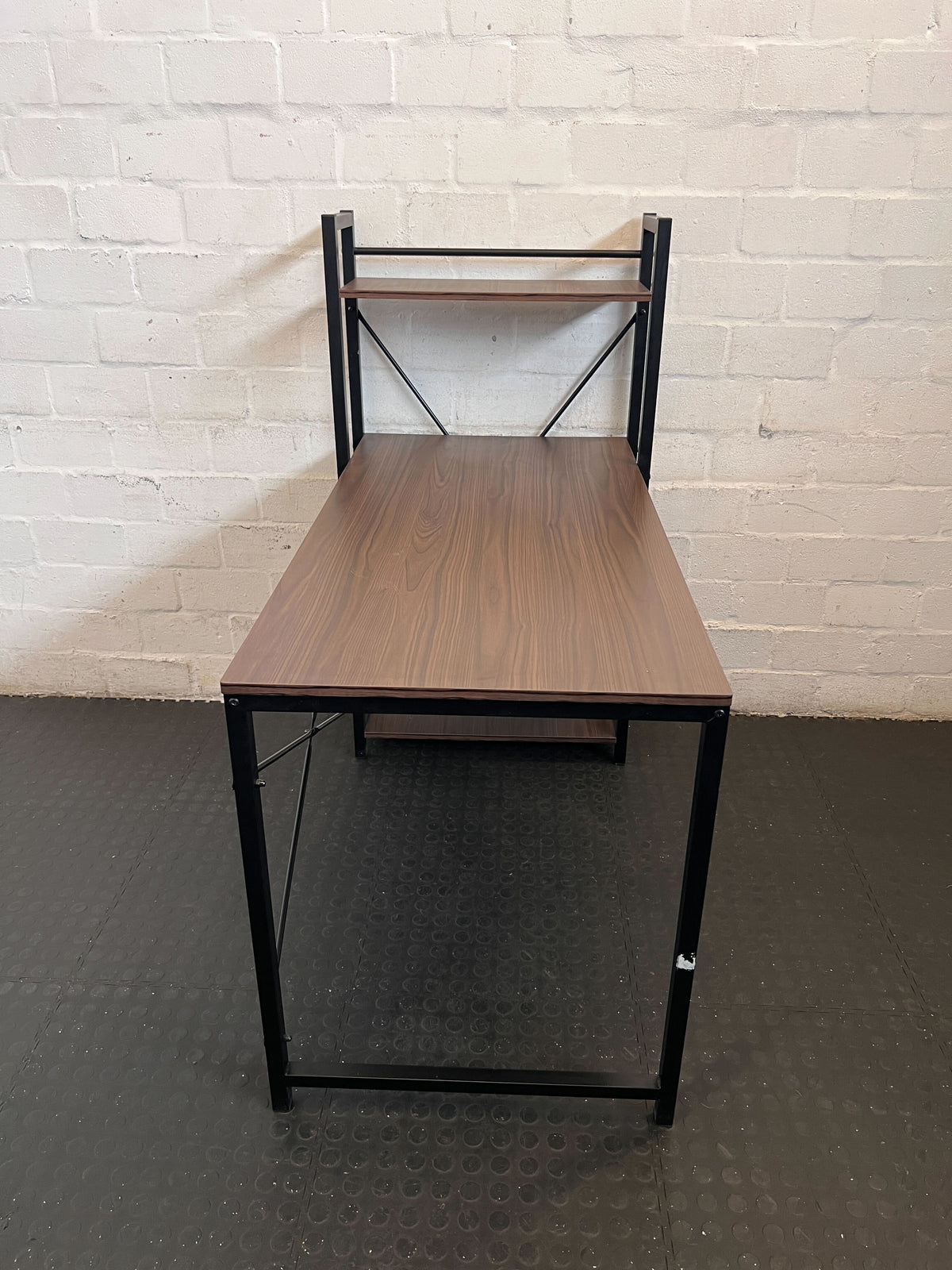 Modern Industrial Desk with Integrated Shelves