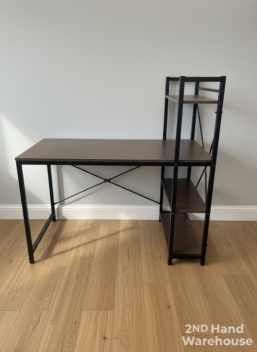 Modern Industrial Desk with Integrated Shelves