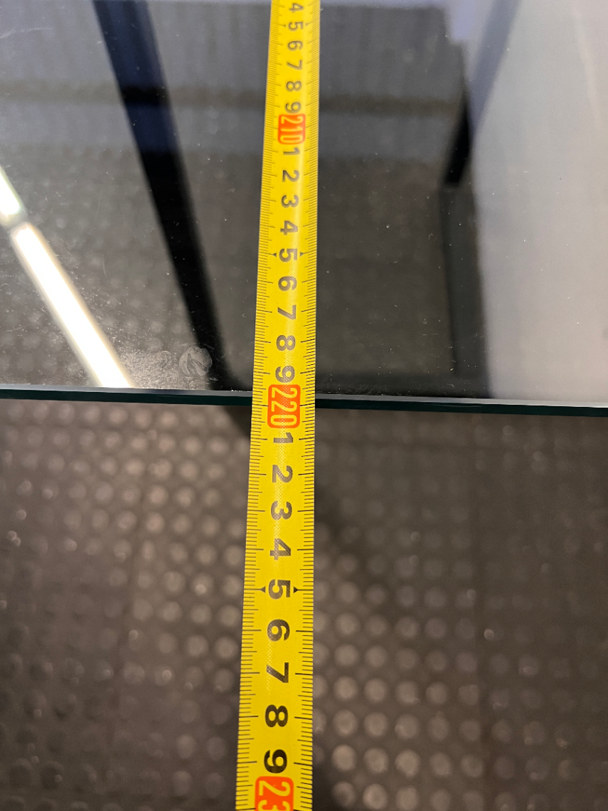 Modern Industrial Glass Dining Table with Black Metal Base — Good Condition - 2ndhandwarehouse.com