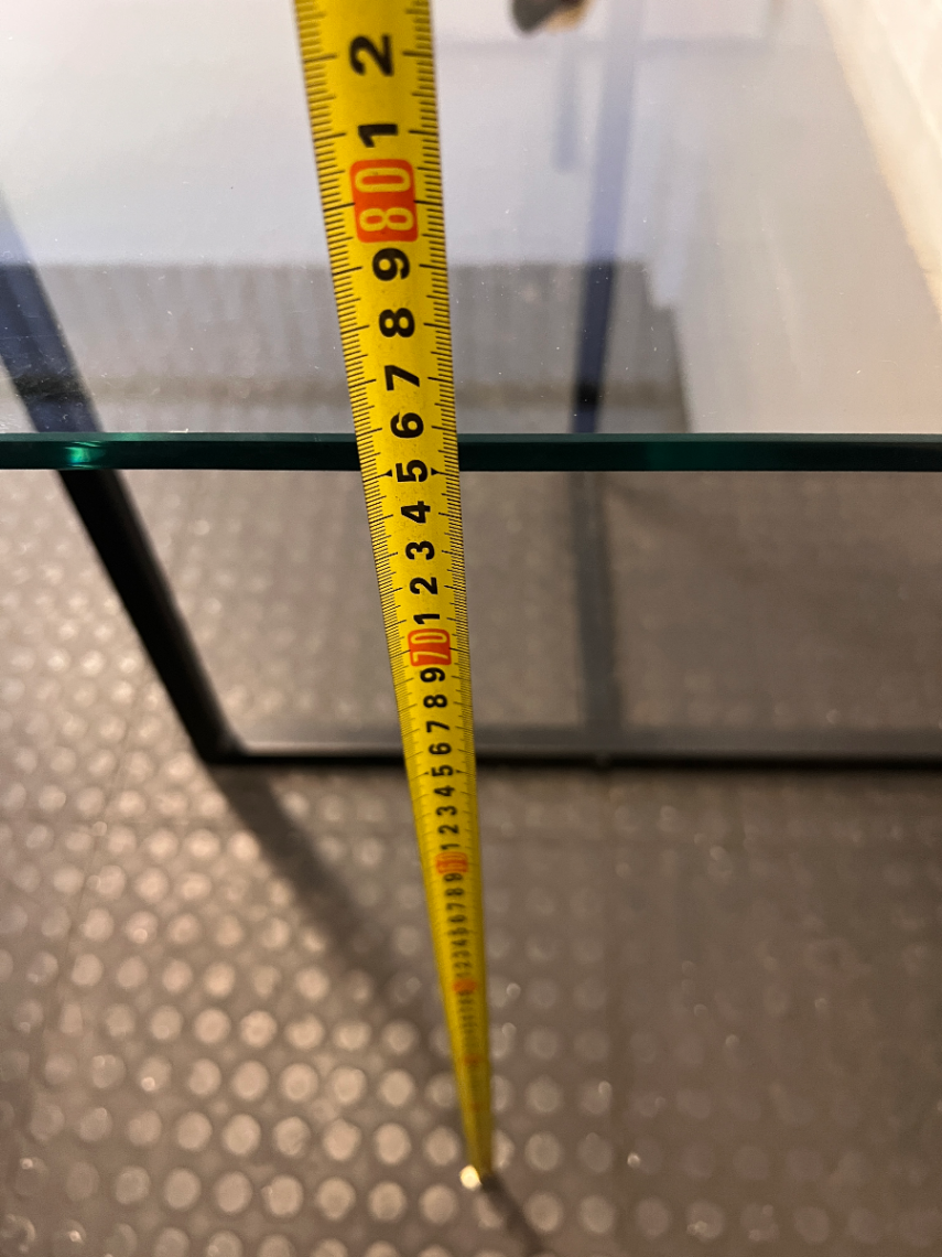 Modern Industrial Glass Dining Table with Black Metal Base — Good Condition - 2ndhandwarehouse.com