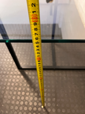 Modern Industrial Glass Dining Table with Black Metal Base — Good Condition - 2ndhandwarehouse.com