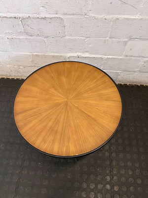 Modern Industrial Round Side Table with Metal Base