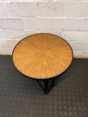 Modern Industrial Round Side Table with Metal Base