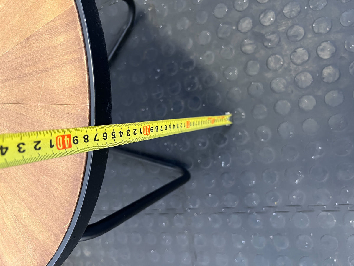 Modern Industrial Round Side Table with Metal Base