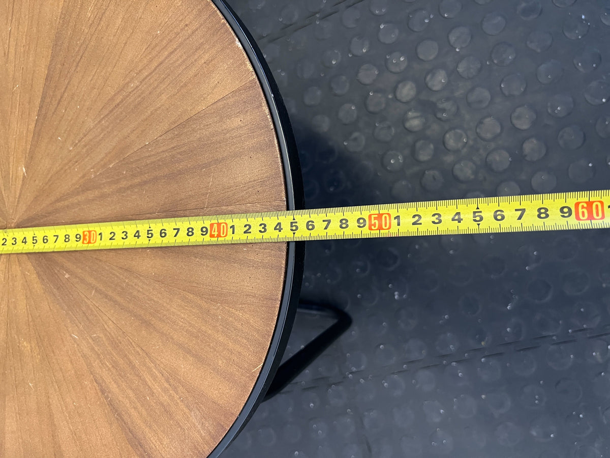 Modern Industrial Round Side Table with Metal Base