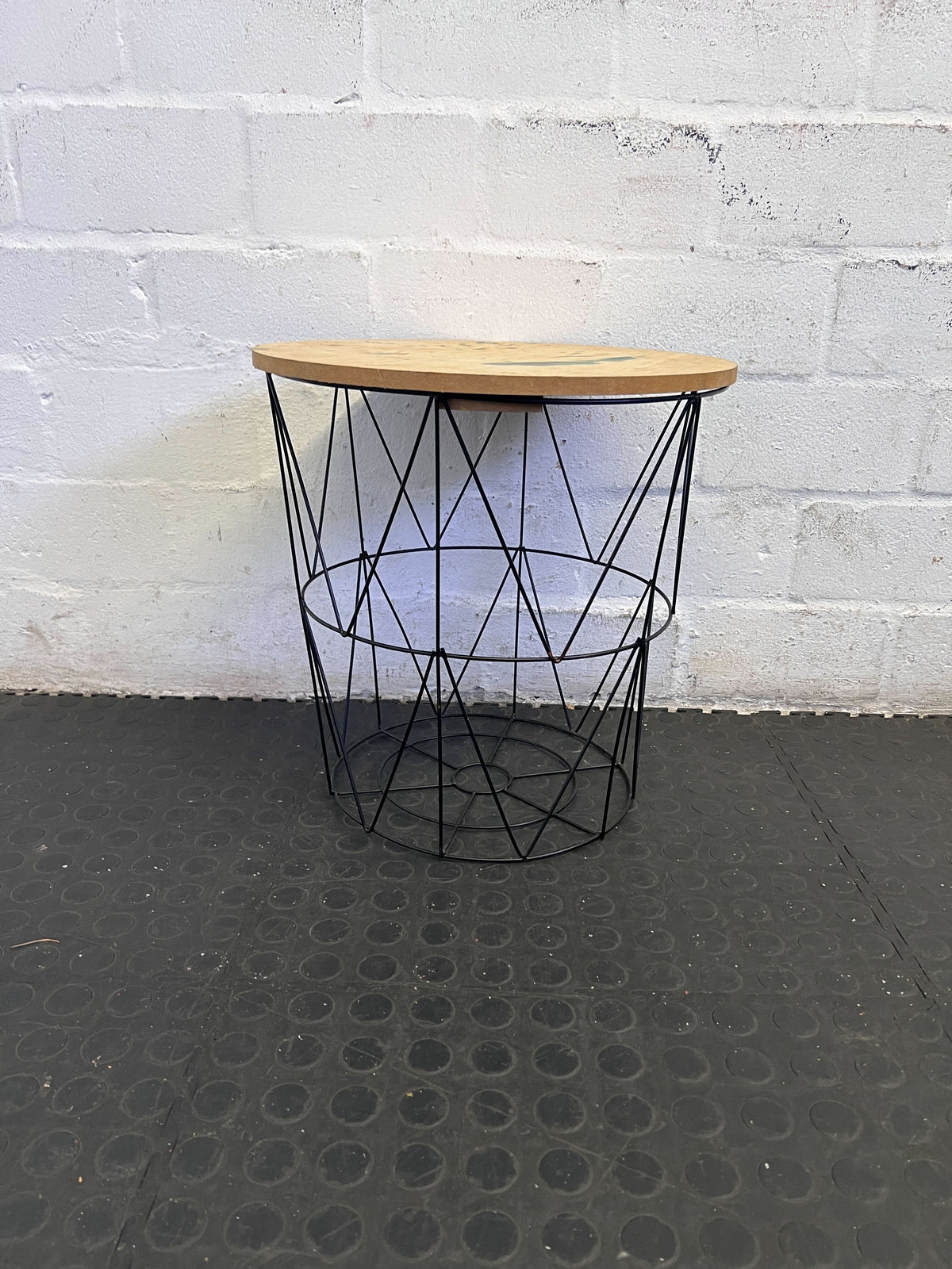 Modern Industrial Wireframe Side Table with Wood Top ✨