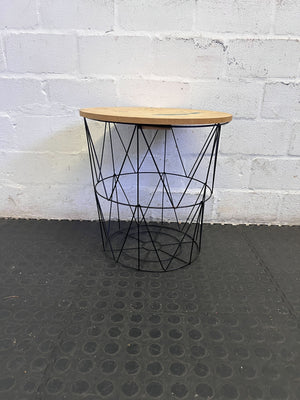Modern Industrial Wireframe Side Table with Wood Top ✨