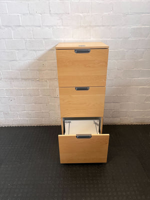 Modern Light Wood 3-Drawer Filing Cabinet with Power Grommet
