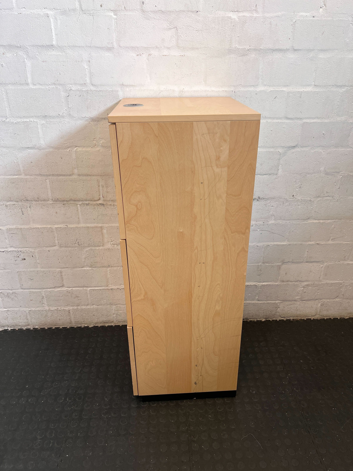 Modern Light Wood 3-Drawer Filing Cabinet with Power Grommet