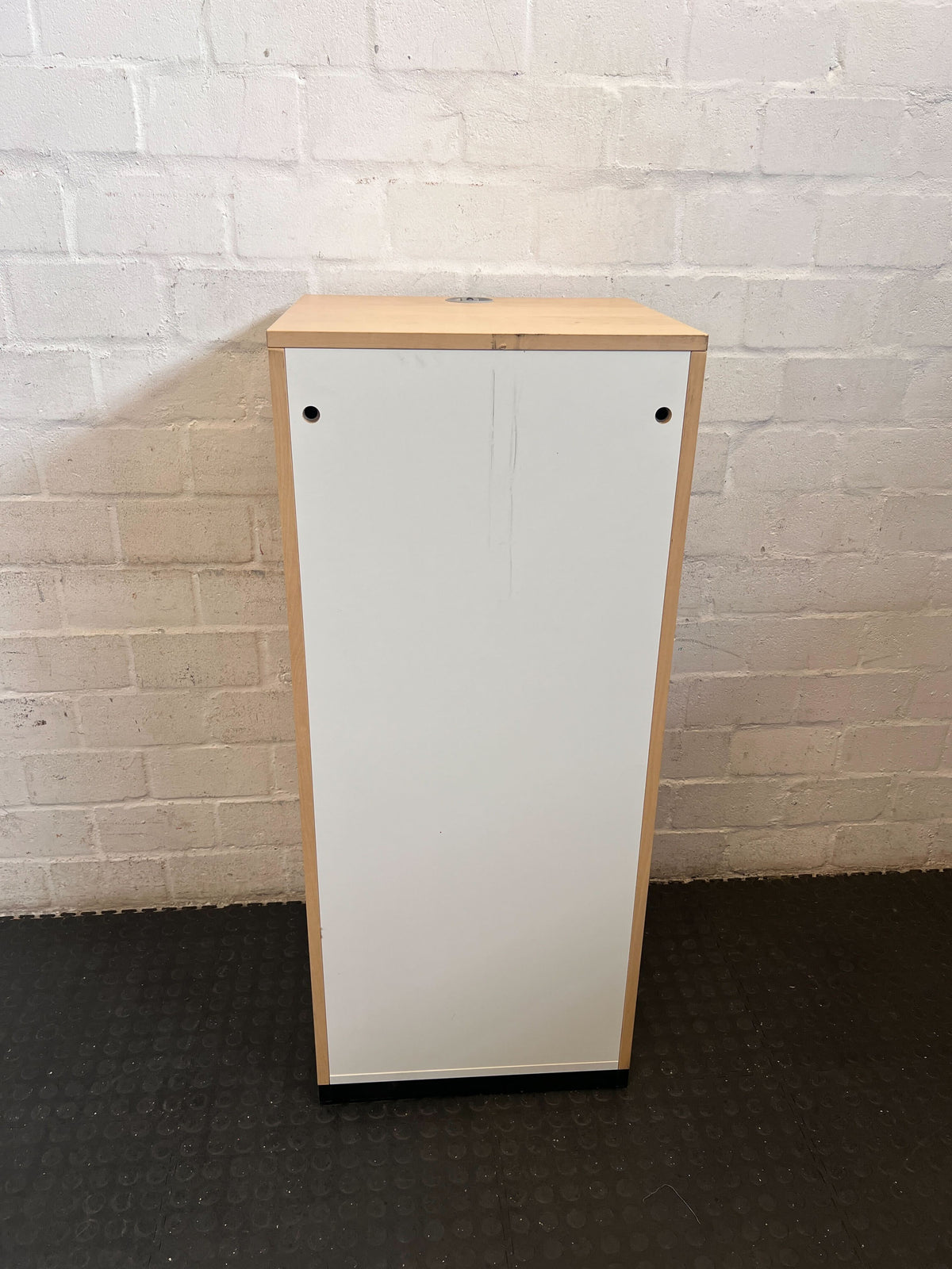 Modern Light Wood 3-Drawer Filing Cabinet with Power Grommet