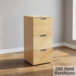 Modern Light Wood 3-Drawer Filing Cabinet with Power Grommet