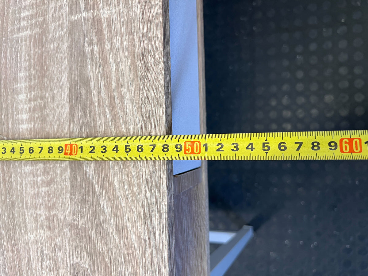 Modern Light Wood & White Compact Desk with Storage