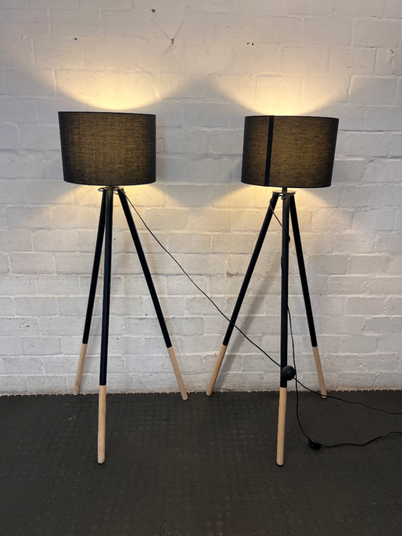 Modern Minimalist Tripod Floor Lamp with Black Shade - 2ndhandwarehouse.com